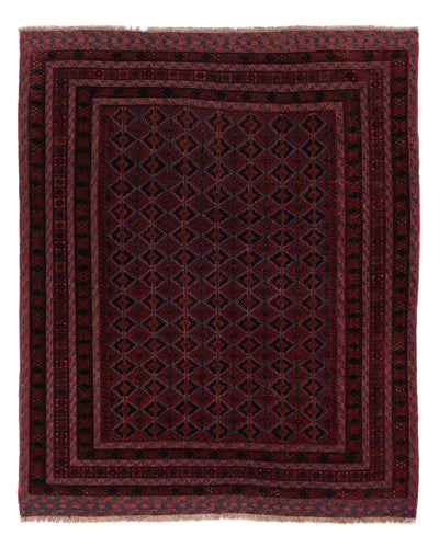Kelim Afghan Teppich 147x186cm - dunkelrot