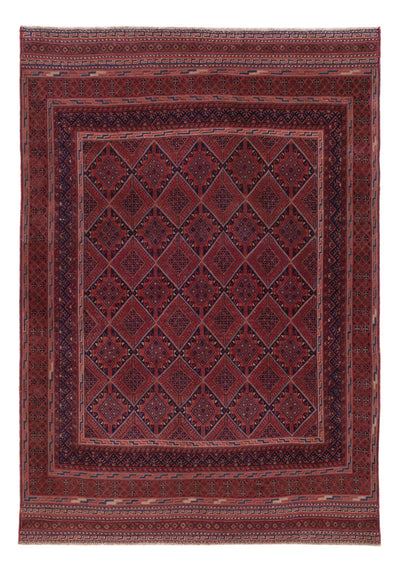 Kelim Afghan Teppich 132x190cm - dunkelrot
