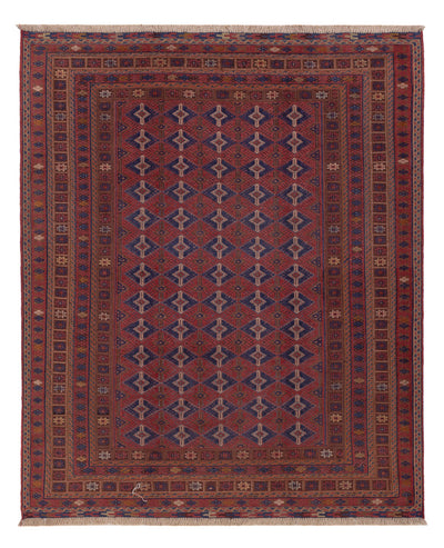 Kelim Afghan Teppich 156x194cm - dunkelrot