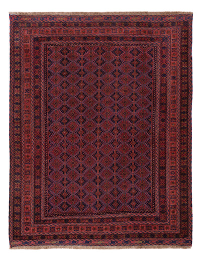 Kelim Afghan Teppich 152x194cm - dunkelrot