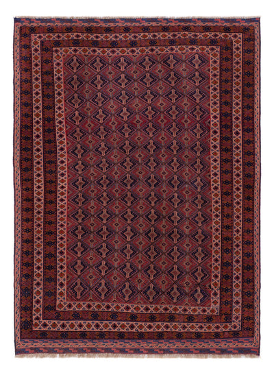 Kelim Afghan Teppich 140x190cm - dunkelrot