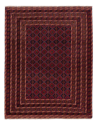 Kelim Afghan Teppich 158x197cm - dunkelrot