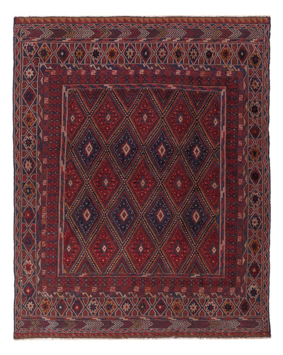 Kelim Afghan Teppich 145x187cm - dunkelrot
