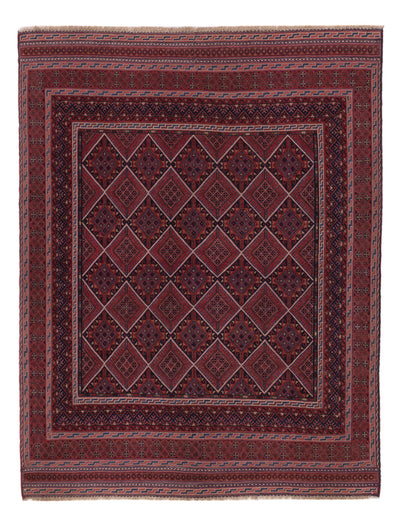 Kelim Afghan Teppich 143x188cm - dunkelrot