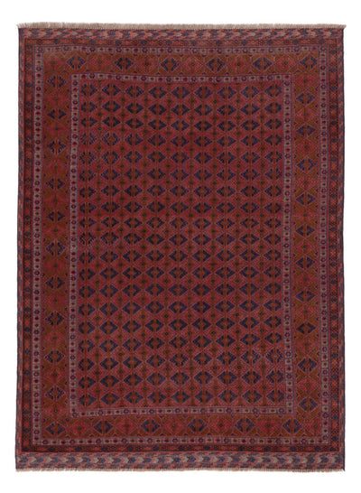Kelim Afghan Teppich 144x196cm - dunkelrot