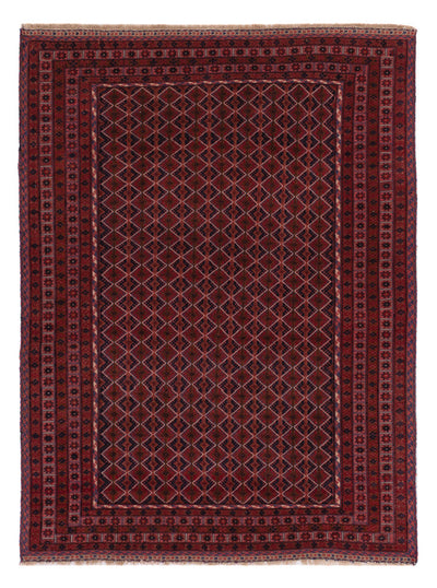 Kelim Afghan Teppich 141x181cm - dunkelrot