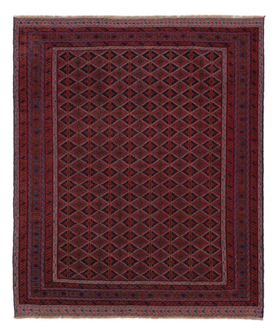 Kelim Afghan Teppich 151x179cm - dunkelrot