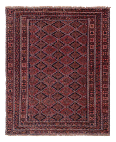Kelim Afghan Teppich 148x177cm - dunkelrot