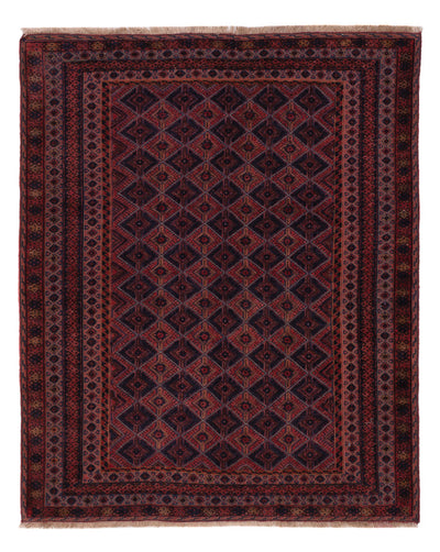 Kelim Afghan Teppich 150x187cm - dunkelrot