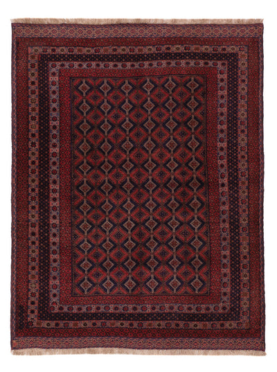 Kelim Afghan Teppich 145x193cm - dunkelrot