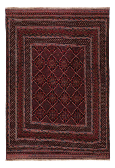 Kelim Afghan Teppich 139x198cm - dunkelrot