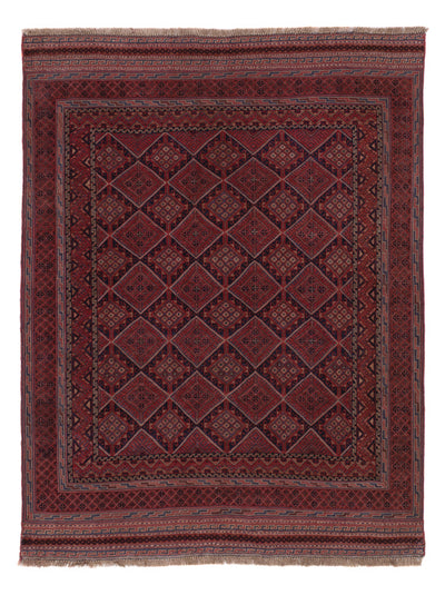 Kelim Afghan Teppich 131x180cm - dunkelrot