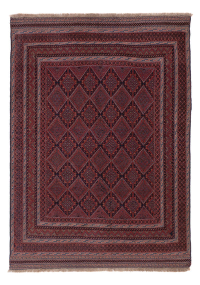 Kelim Afghan Teppich 139x200cm - dunkelrot