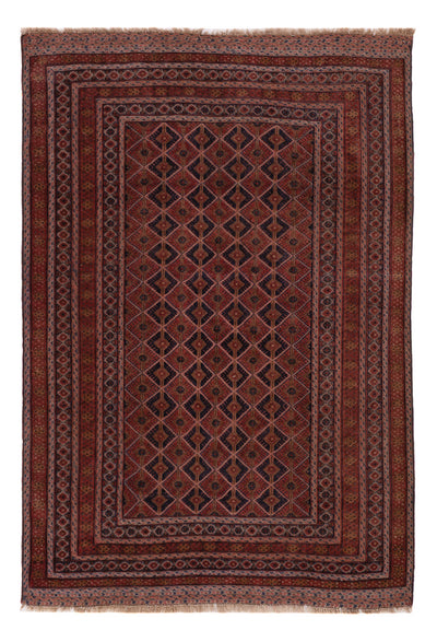 Kelim Afghan Teppich 140x207cm - dunkelrot
