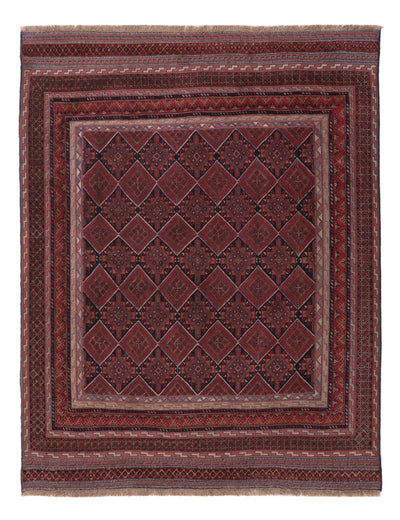 Kelim Afghan Teppich 144x186cm - dunkelrot