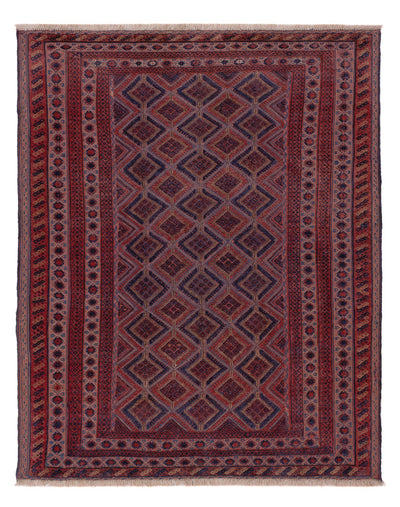 Kelim Afghan Teppich 158x196cm - dunkelrot
