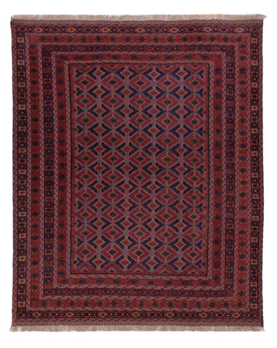 Kelim Afghan Teppich 151x190cm - dunkelrot
