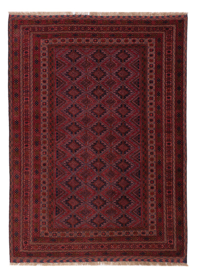 Kelim Afghan Teppich 147x190cm - dunkelrot