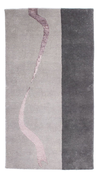Nepal Teppich 60x120cm - Wollteppich - grau