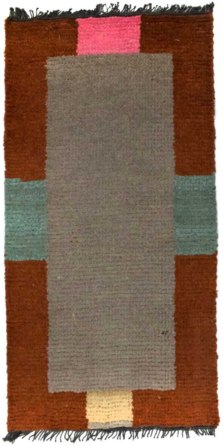 Nepal Teppich 70x140cm - Wollteppich - silber