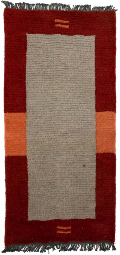 Nepal Teppich 70x140cm - Wollteppich - grau