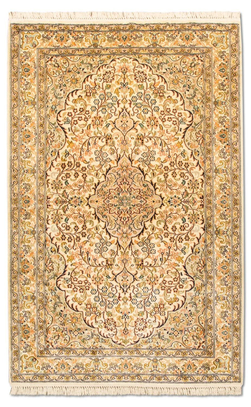 Kaschmir Seide Teppich 94x153cm - Orientteppich - beige