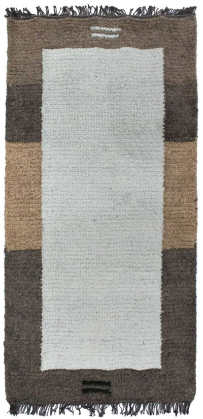 Nepal Teppich 70x140cm - Wollteppich - beige