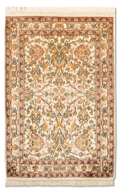 Kaschmir Seide Teppich 62x95cm - Orientteppich - beige