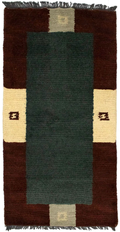 Nepal Teppich 70x140cm - Wollteppich - grün