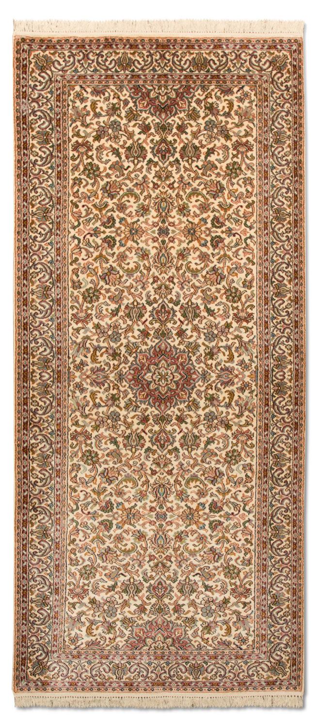 Kaschmir Seide Teppich 77x190cm - Orientteppich - beige