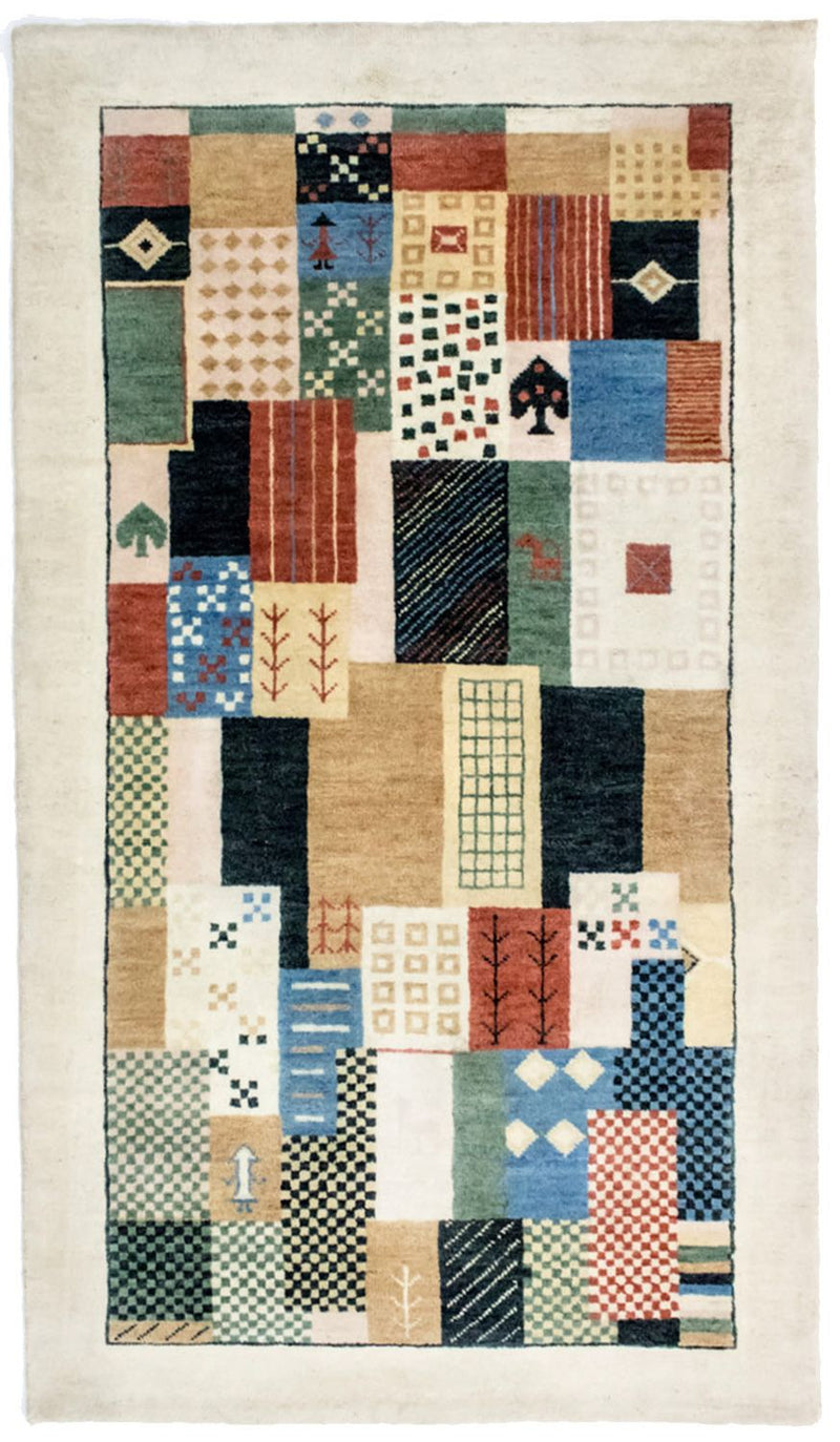Loribaft Teppich Perser 95x165cm - Wollteppich - bunt