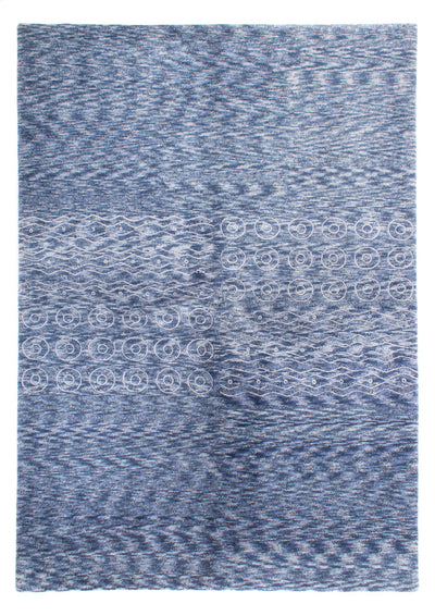 Nepal Teppich 170x239cm - Wollteppich - blau