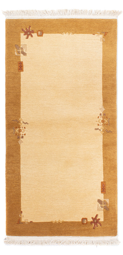 Nepal Teppich 71x143cm - Wollteppich - beige