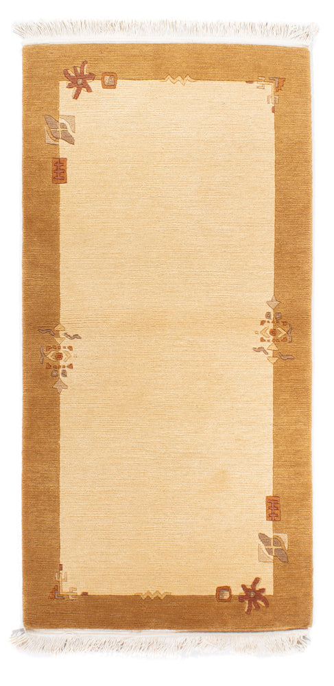 Nepal Teppich 72x141cm - Wollteppich - beige