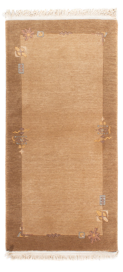 Nepal Teppich 71x143cm - Wollteppich - hellbraun
