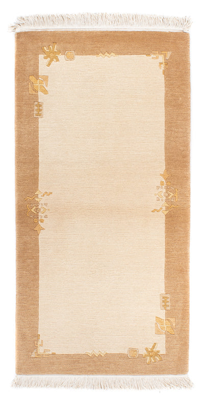 Nepal Teppich 72x141cm - Wollteppich - beige