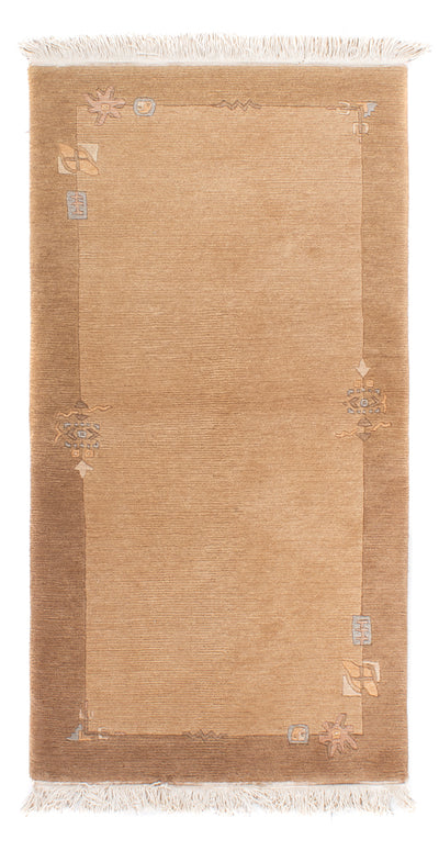 Nepal Teppich 73x141cm - Wollteppich - hellbraun