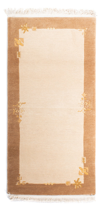 Nepal Teppich 73x143cm - Wollteppich - beige