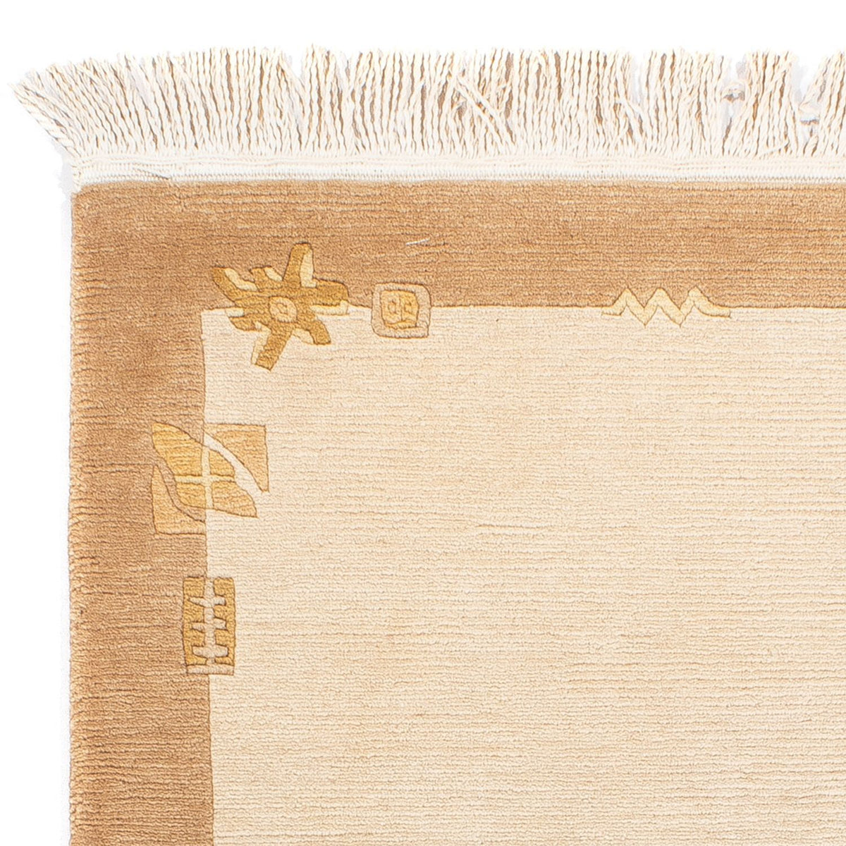 Nepal Teppich 71x137cm - Wollteppich - beige