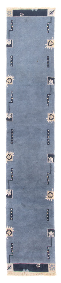 Nepal Teppich 69x330cm - Wollteppich - blau – product image