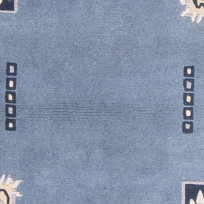 Nepal Teppich 70x332cm - Wollteppich - blau
