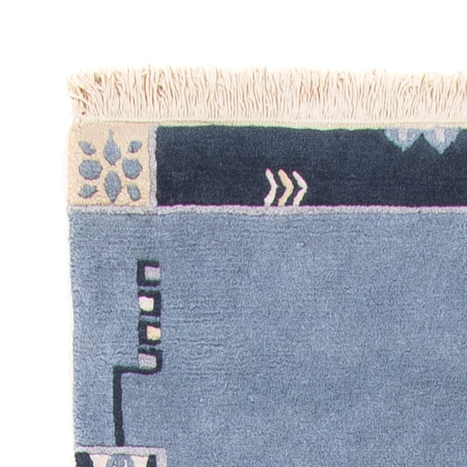Nepal Teppich 70x332cm - Wollteppich - blau