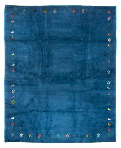Gabbeh Teppich Indus 313x395cm - Wollteppich - blau