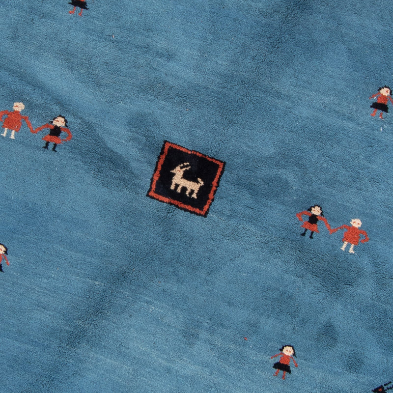 Gabbeh Teppich Indus 195x195cm - Wollteppich - blau