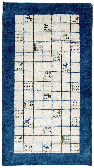 Gabbeh Teppich Indus 92x162cm - Wollteppich - beige
