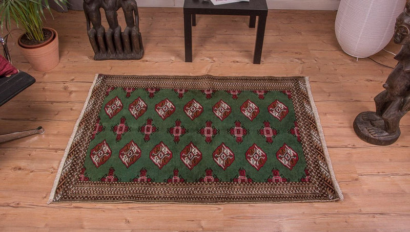 Turkaman Teppich 99x143cm - Orientteppich - grün