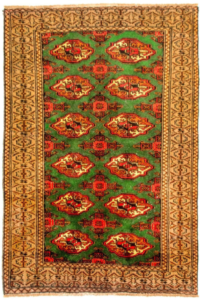 Turkaman Teppich 102x143cm - Orientteppich - grün