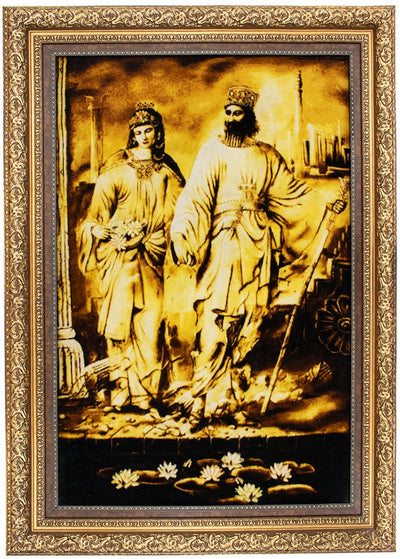 Bild-Teppich 90x122cm - Orientteppich - gold