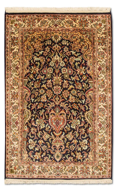 Kaschmir Seide Teppich 60x94cm - Orientteppich - dunkelblau