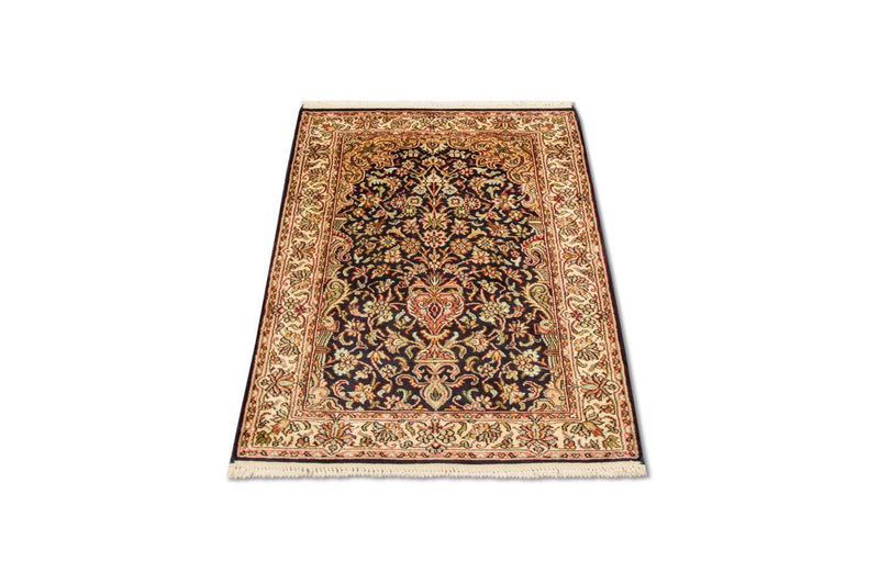 Kaschmir Seide Teppich 60x94cm - Orientteppich - dunkelblau